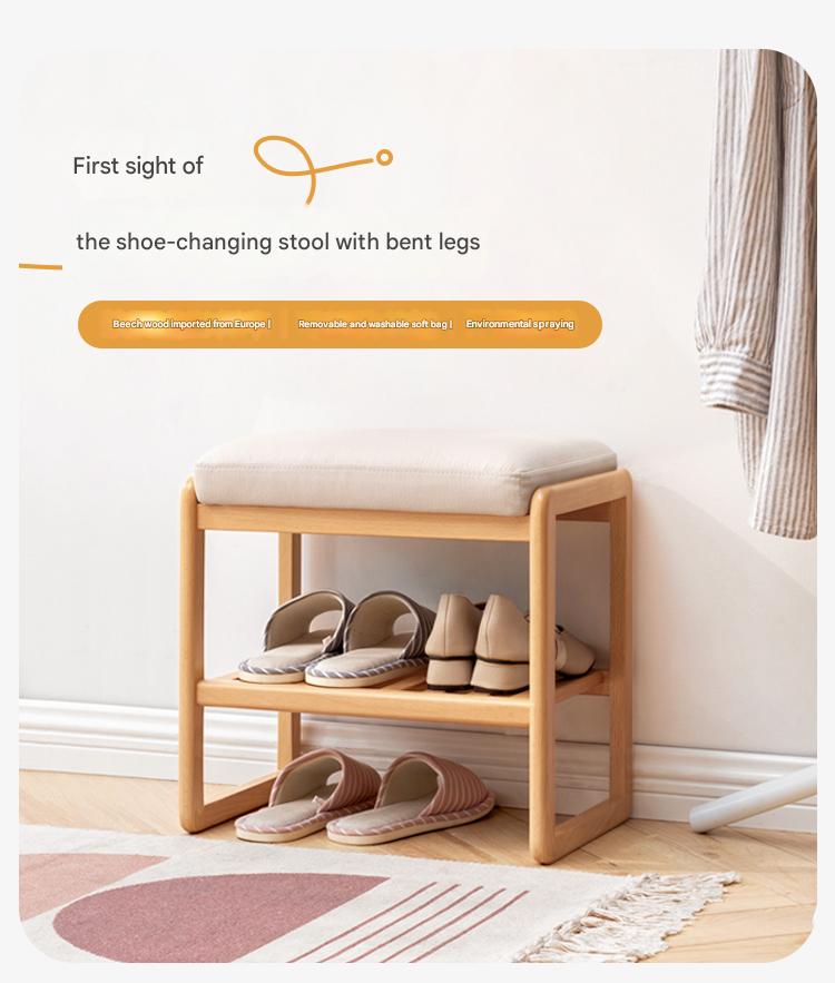 Beech Solid Wood Shoe Wearing Stool