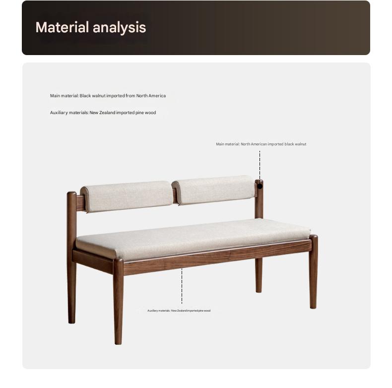 Black Walnut, Oak Solid Wood Long Bench