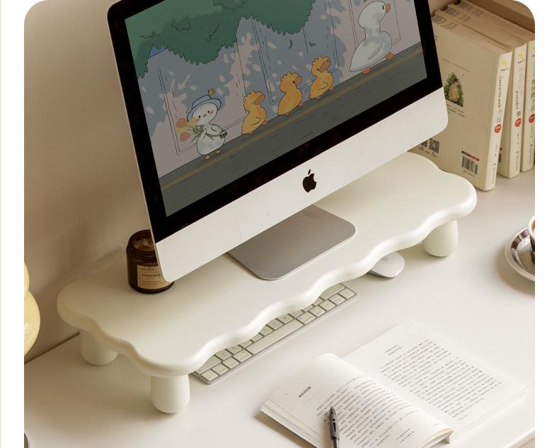 Birch Solid Wood Computer Elevated Desktop Storage Rack