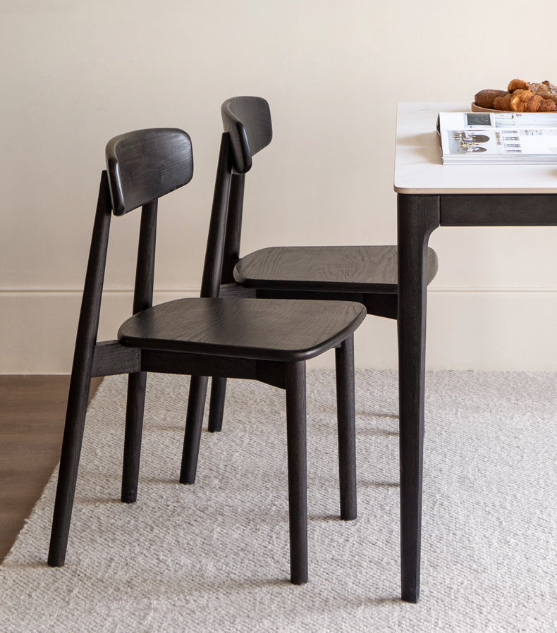 4 Pcs Oak Solid Wood Black Chair