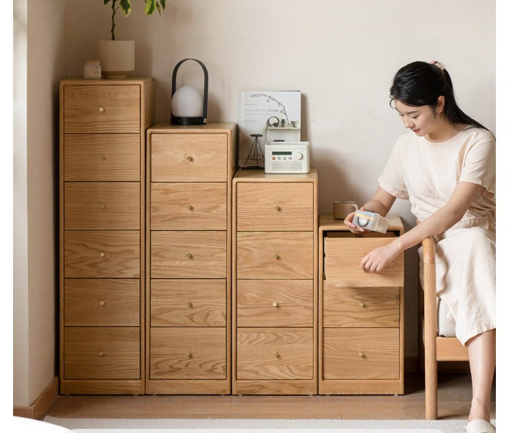 Oak Solid Wood Side Cabinet, Multi-Functional Storage-USA