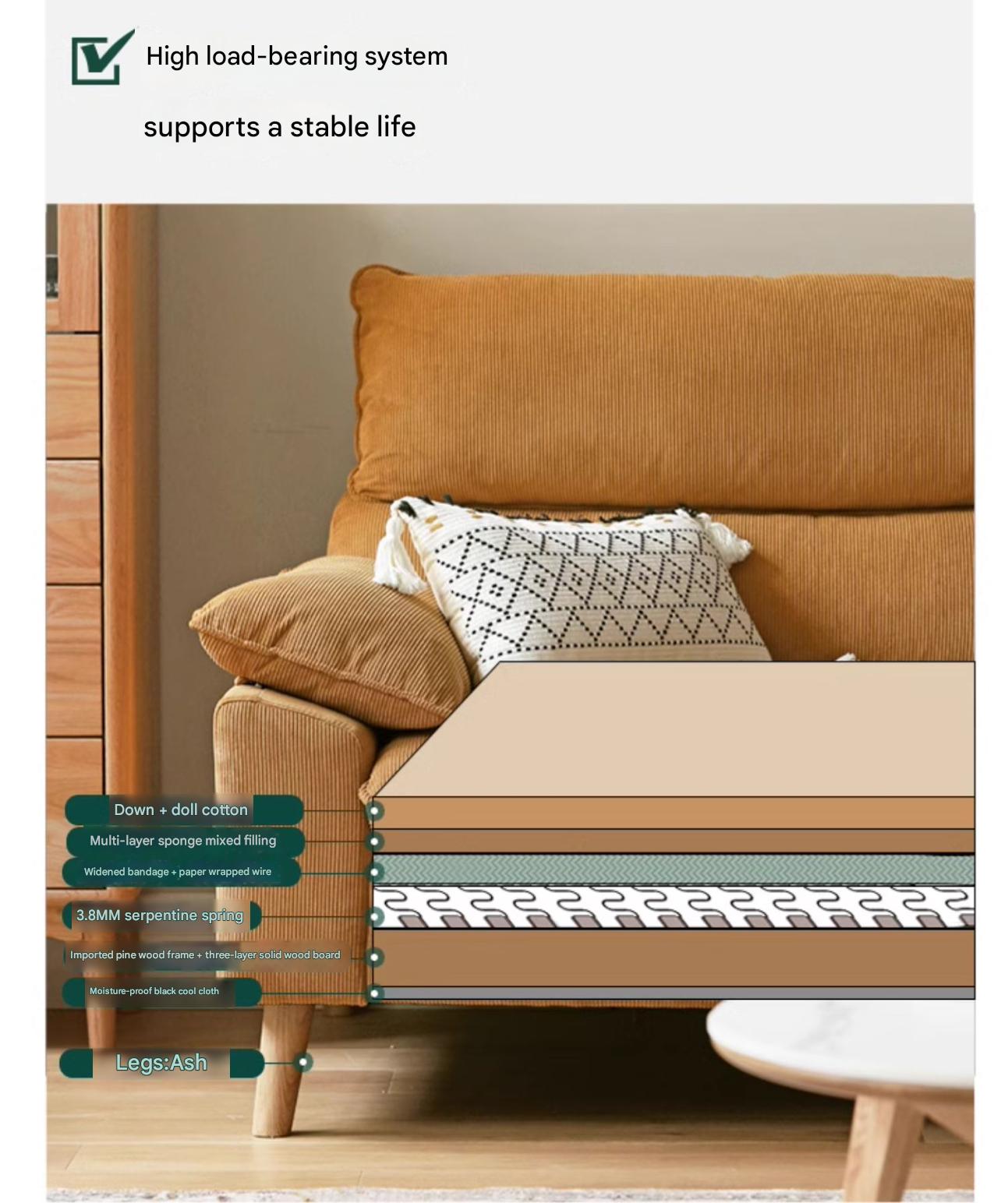 Ash Fabric Sofa Living Room.