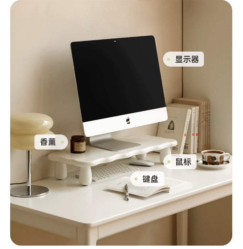 Birch Solid Wood Computer Elevated Desktop Storage Rack