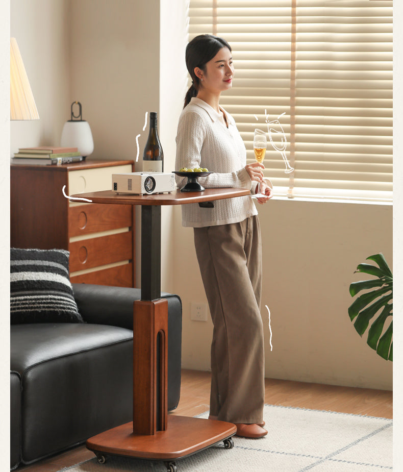 Poplar Solid Wood Lifting Medieval Style Side Table