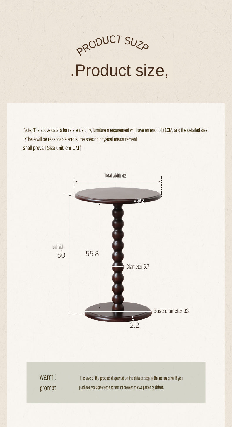 Poplar, Rubber Solid Wood American Retro Side Table.