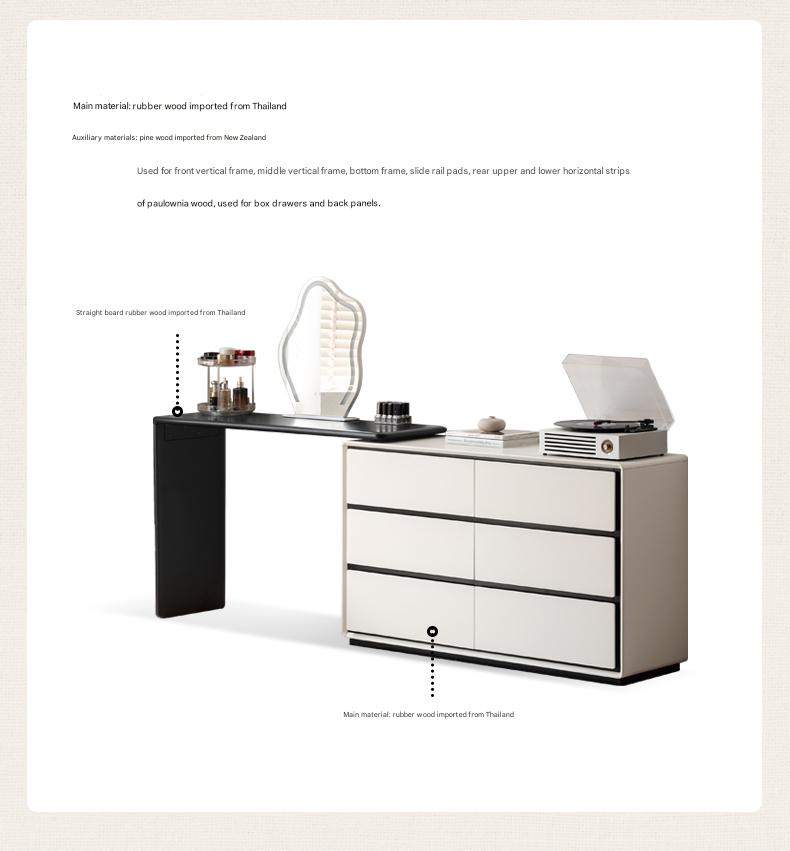 Rubber Solid Wood Rotating Modern Dressing Table.
