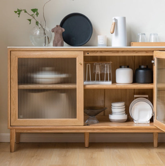 Oak Solid Wood Rock Board Modern Sideboard