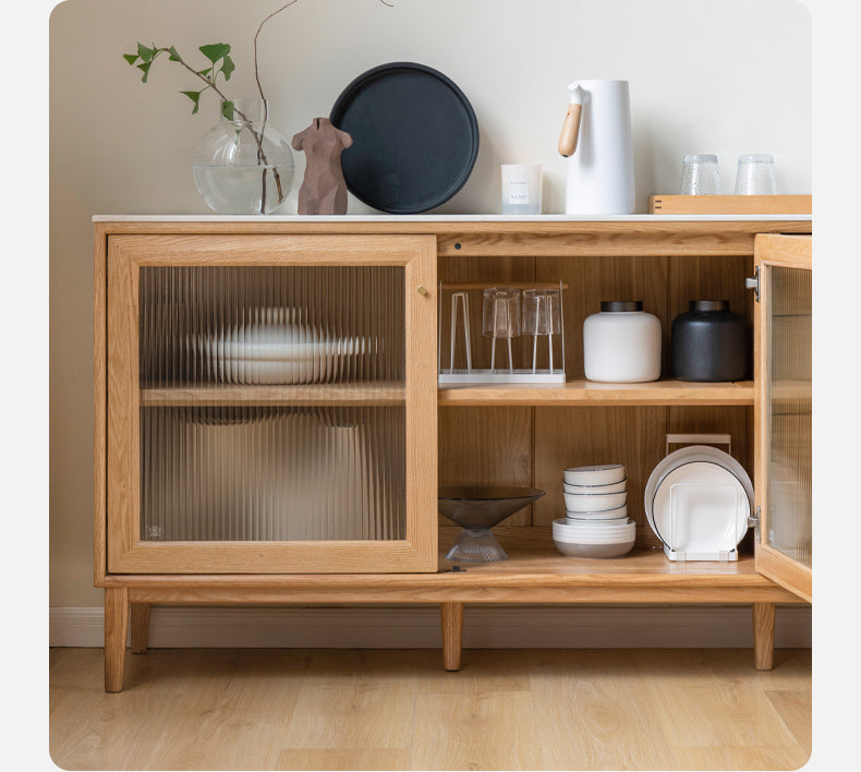Oak Solid Wood Rock Board Modern Sideboard