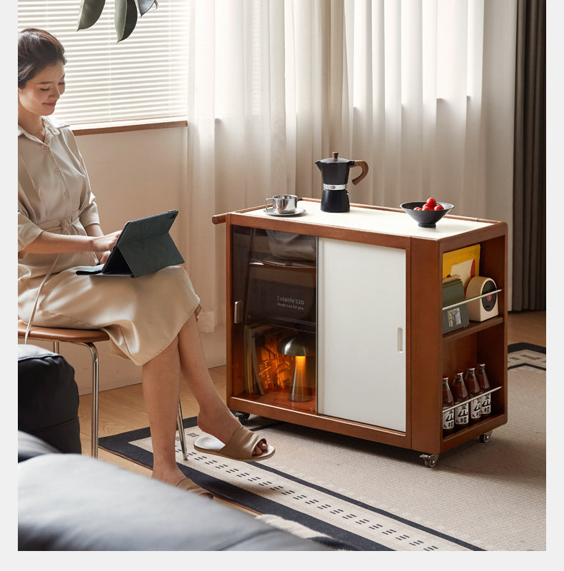 Poplar Solid Wood Middle-Aged Style Side Table