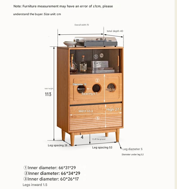 Cherry Solid Wood Retro Storage Side Cabinet