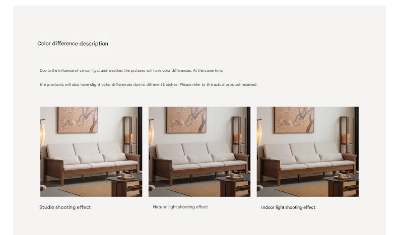 Ash Walnut Colored Straight Fabric Sofa.