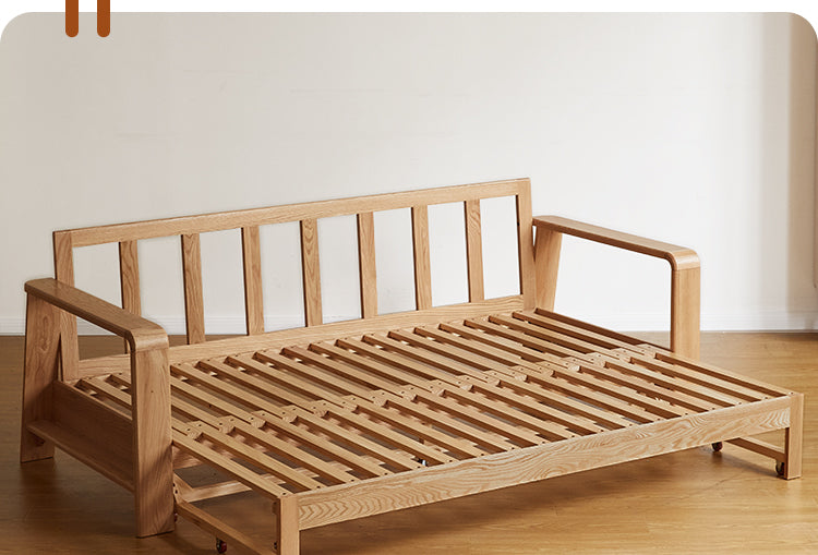 Oak Solid Wood Nordic Telescopic Sofa Bed.