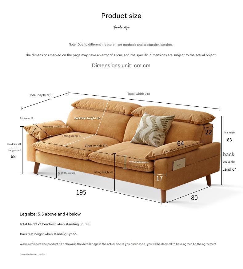 Ash Fabric Sofa Living Room.