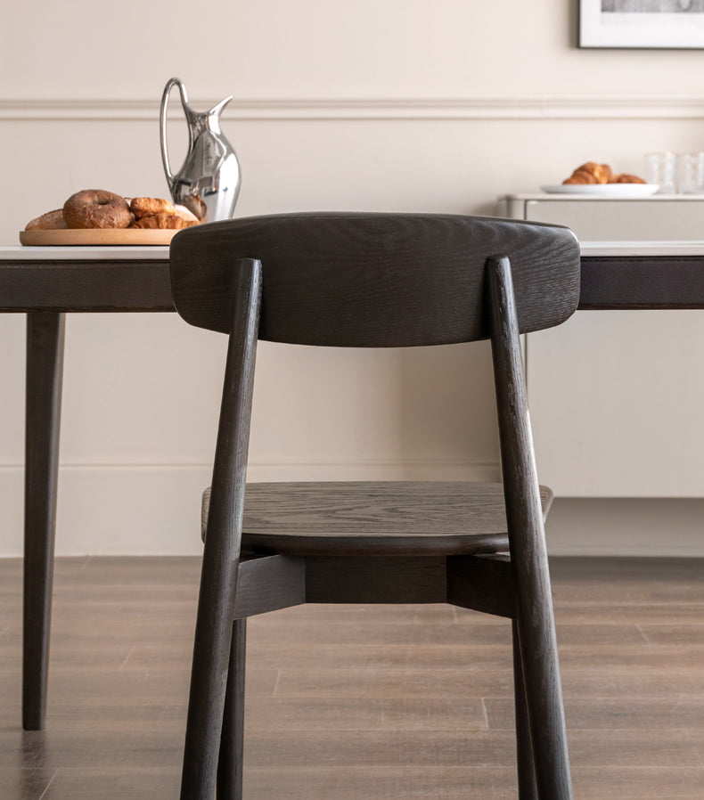 4 Pcs Oak Solid Wood Black Chair