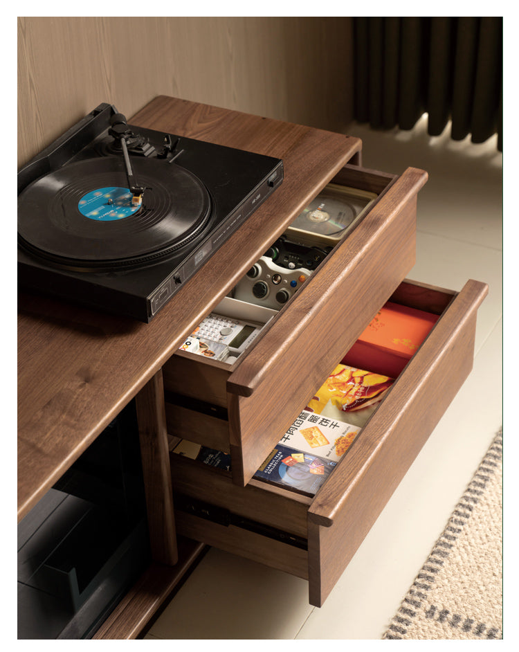 Black Walnut Solid Wood Italian Light Luxury Floor TV Cabinet.