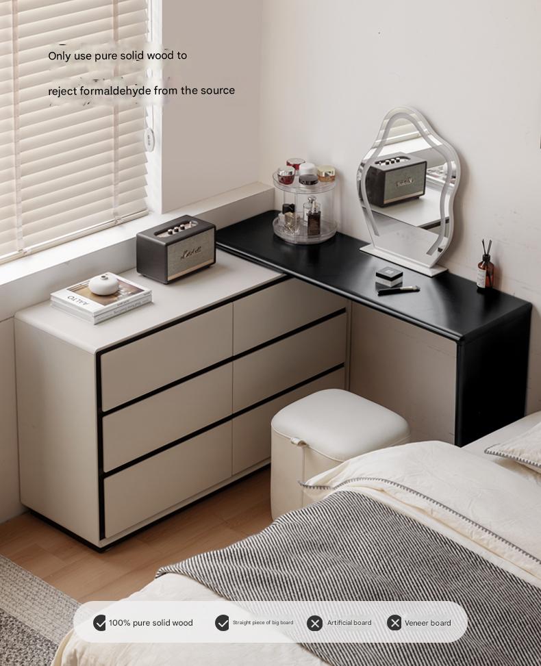 Rubber Solid Wood Rotating Modern Dressing Table.