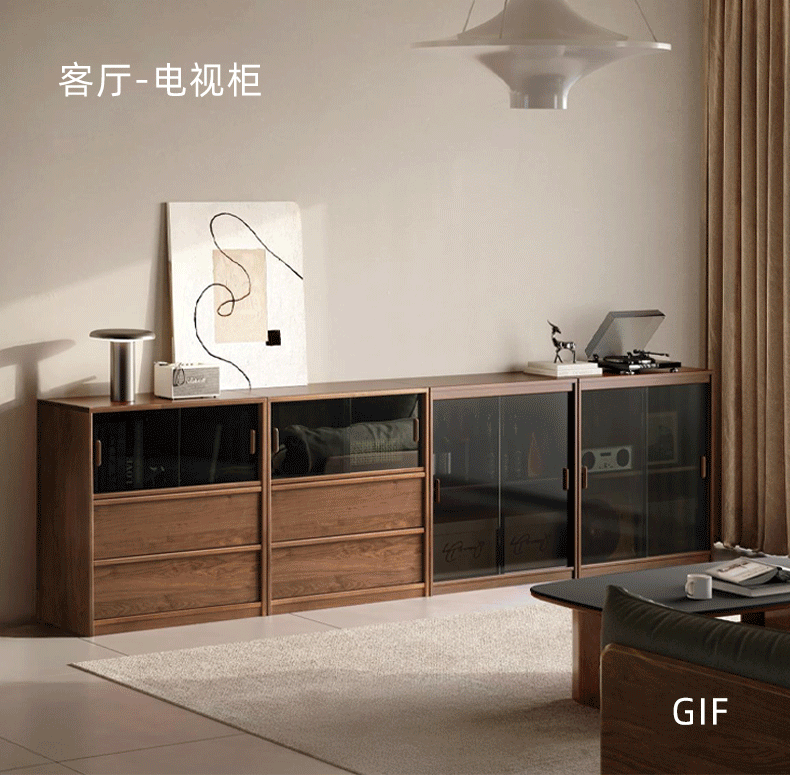 Black Walnut Solid Wood Light Luxury Style Bookcase Combination