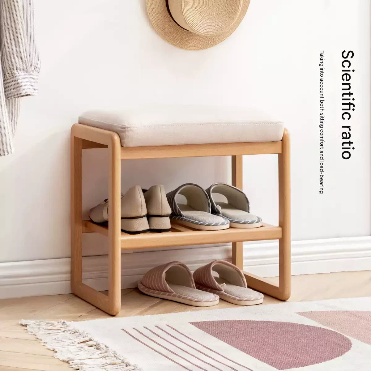 Beech Solid Wood Shoe Wearing Stool