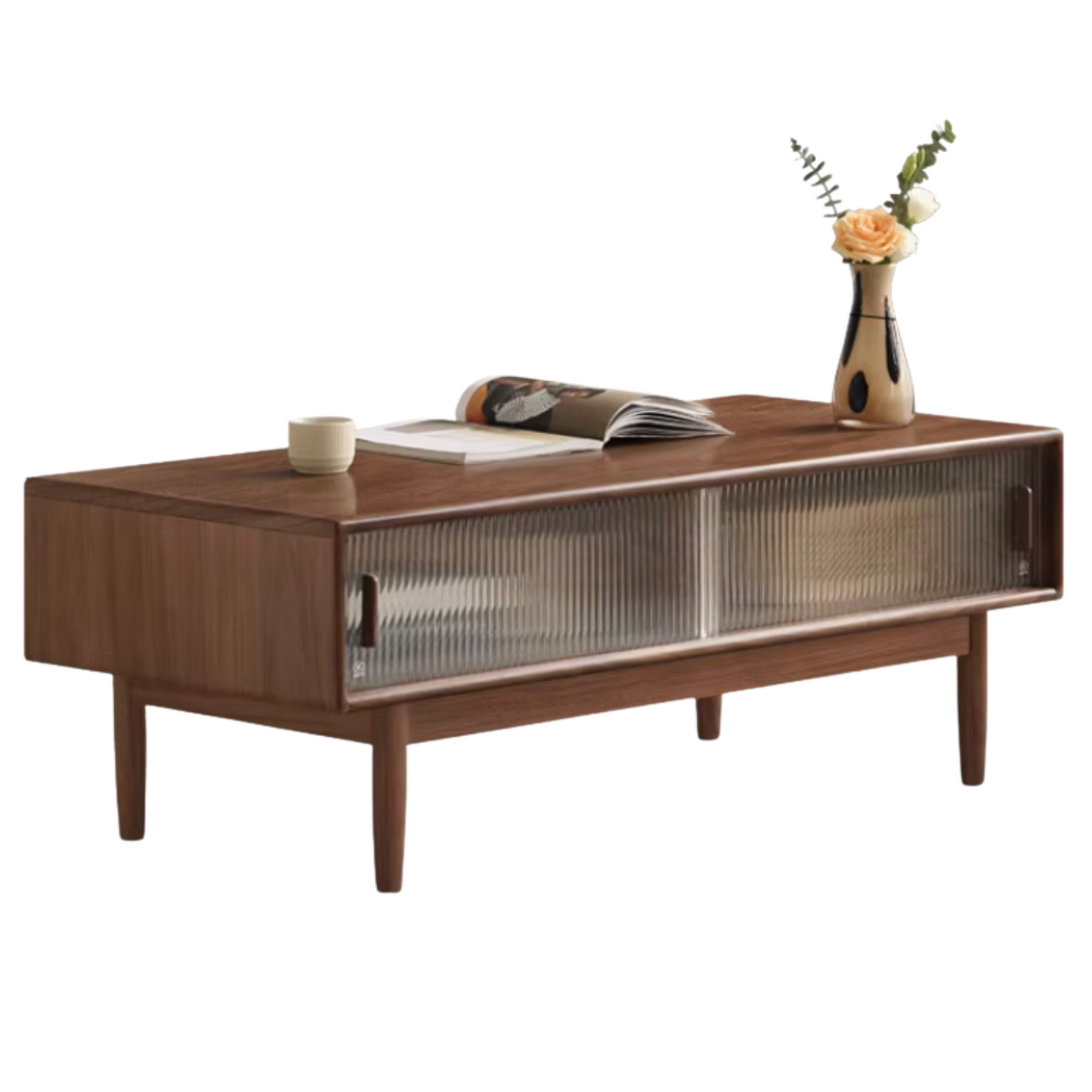 Oak, Solid Rubberwood, Black Walnut Solid Wood Modern Style Tea Table