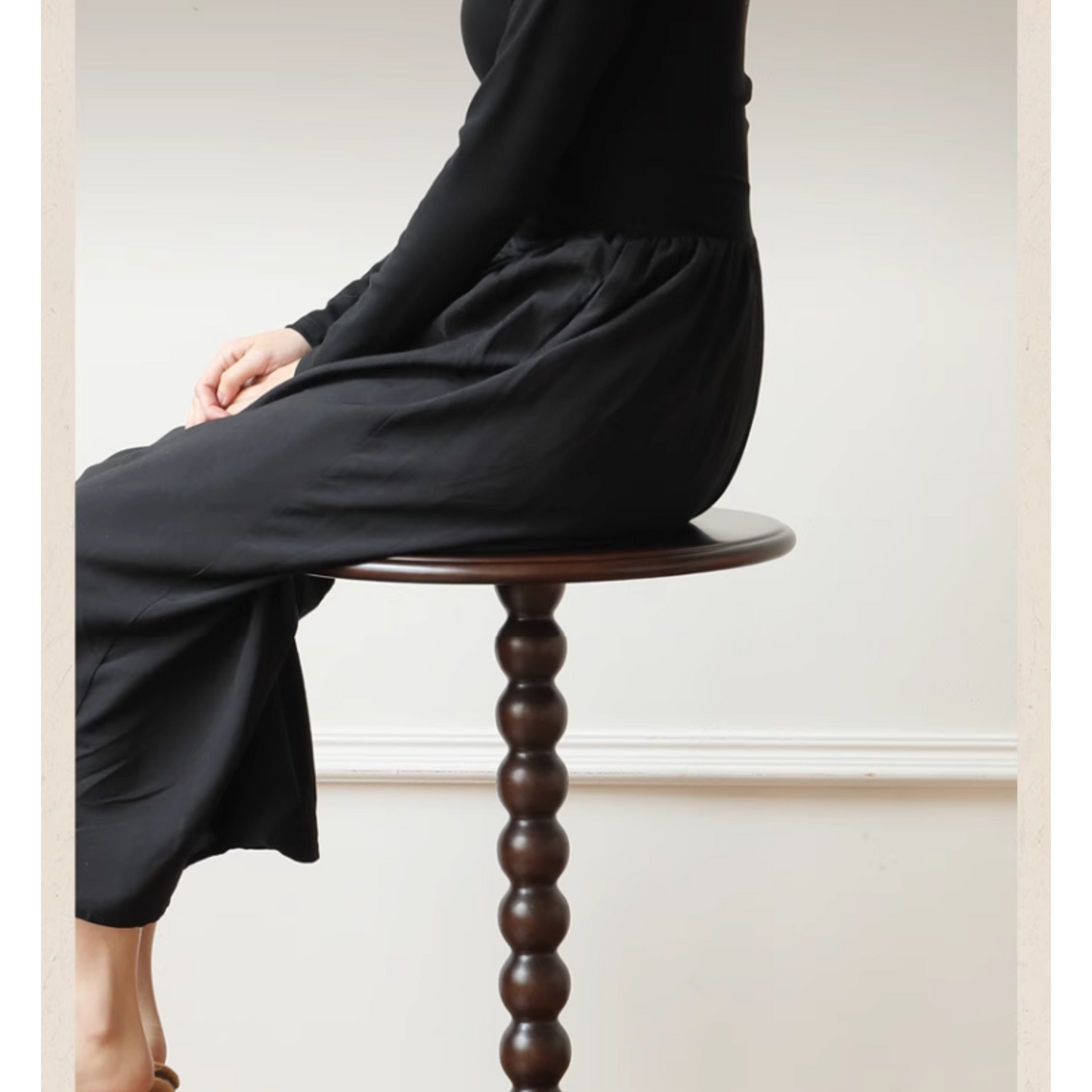 Poplar, Rubber Solid Wood American Retro Side Table.