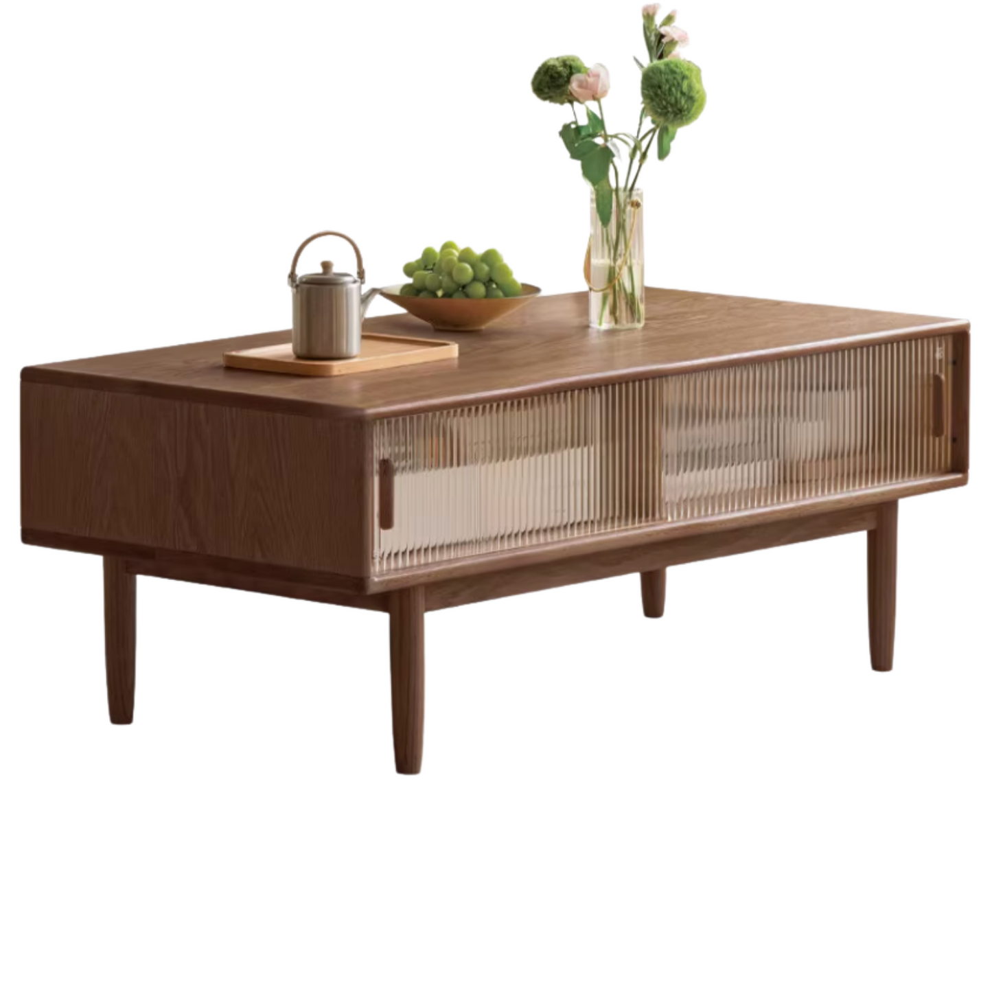 Oak, Solid Rubberwood, Black Walnut Solid Wood Modern Style Tea Table