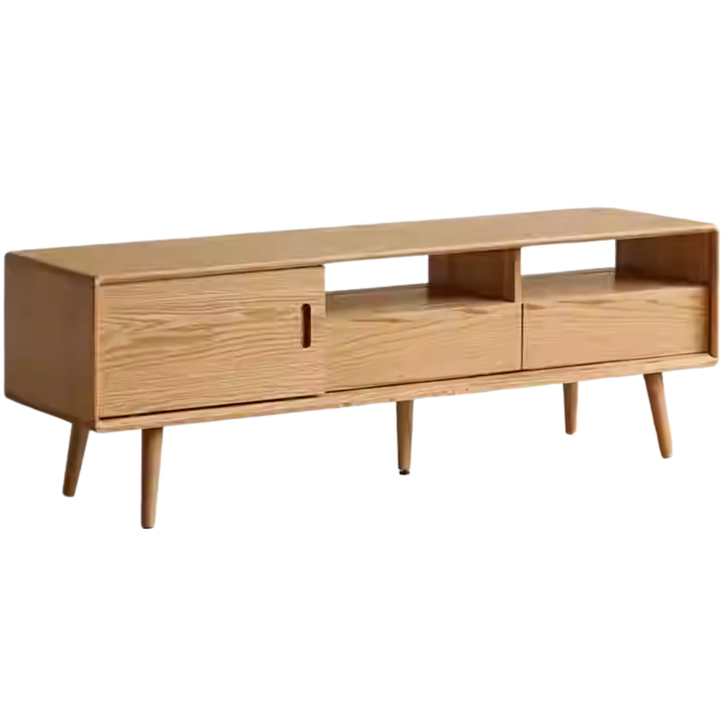 Oak Solid Wood Sliding Door Modern TV Cabinet.