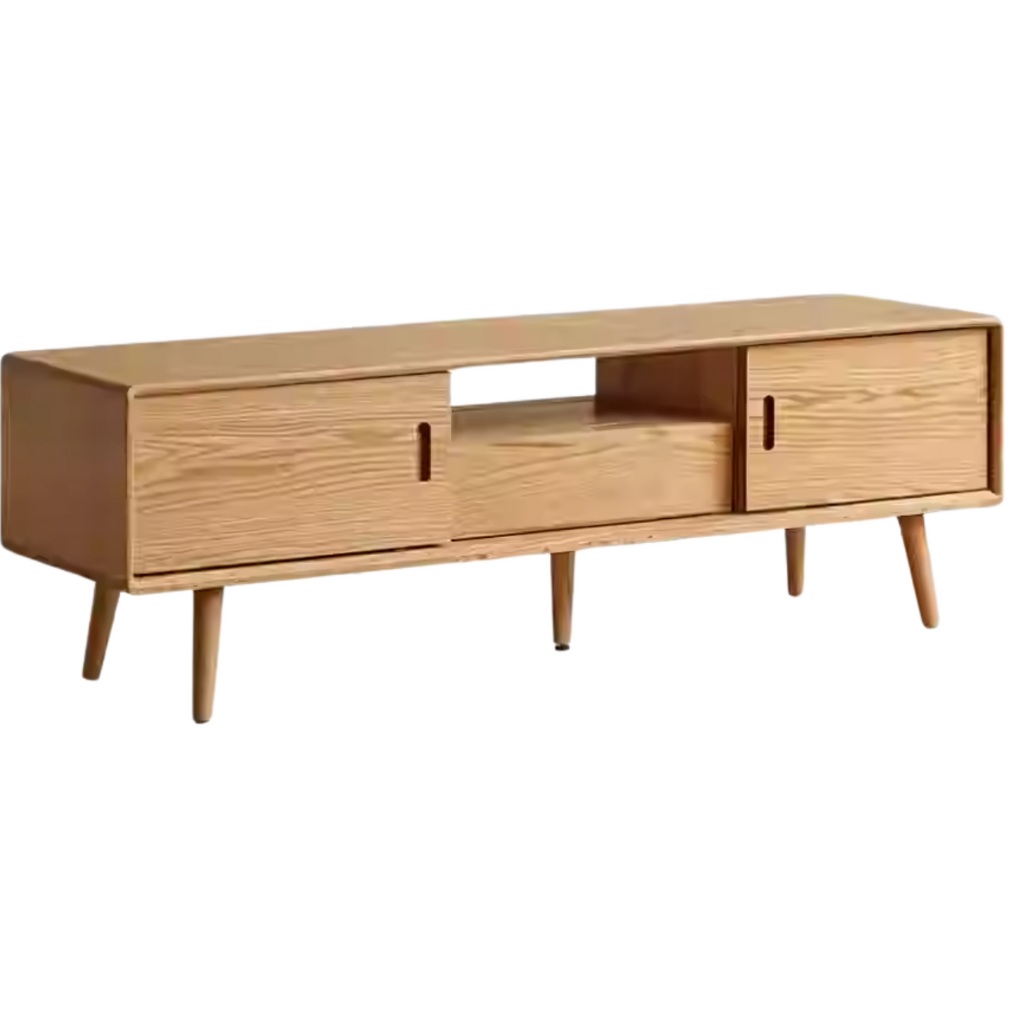 Oak Solid Wood Sliding Door Modern TV Cabinet.