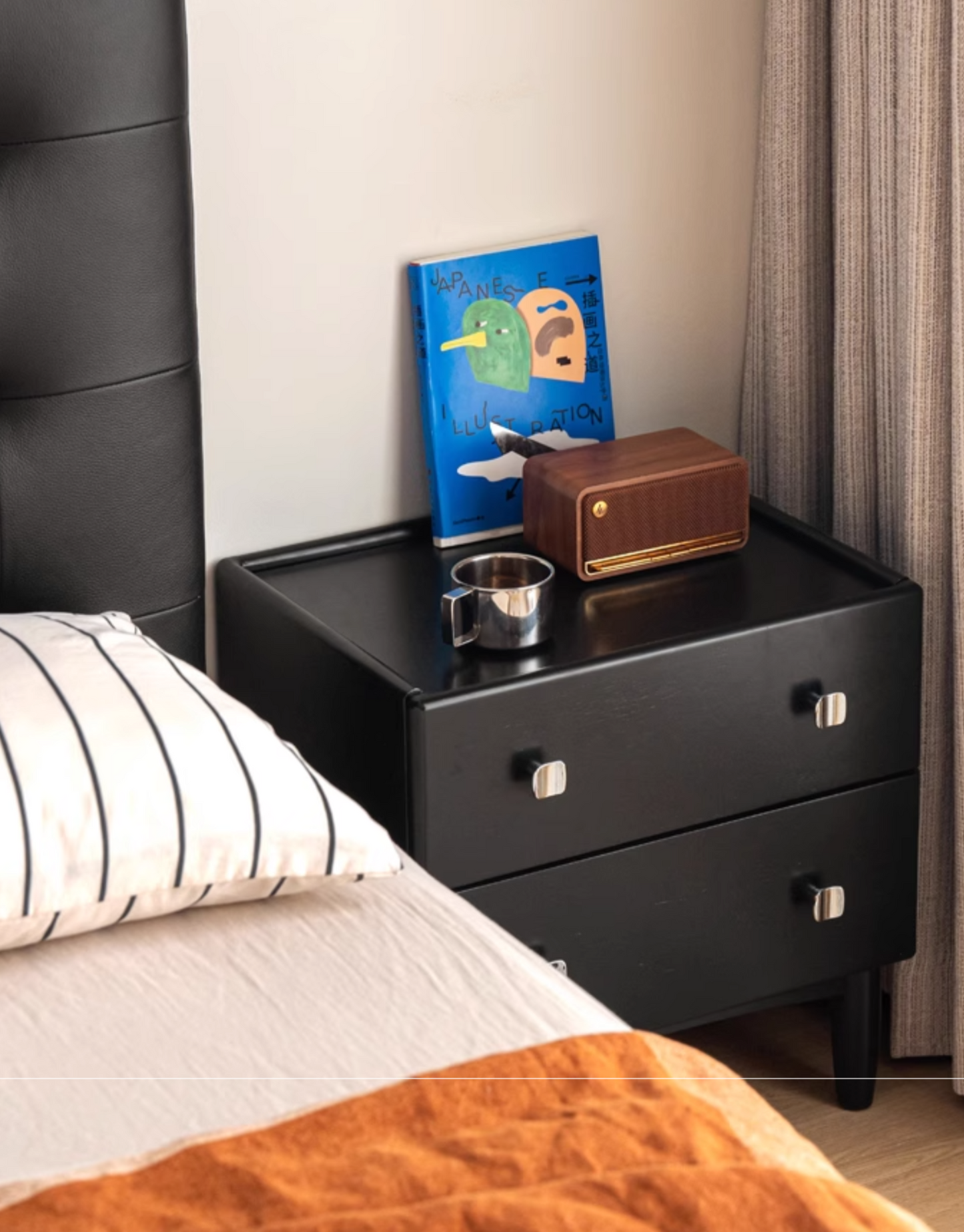 Rubber Solid Wood Classic Nightstand.