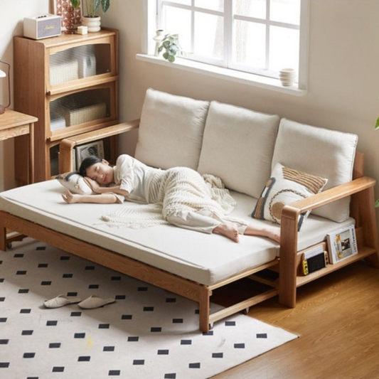 Oak Solid Wood Nordic Telescopic Sofa Bed.