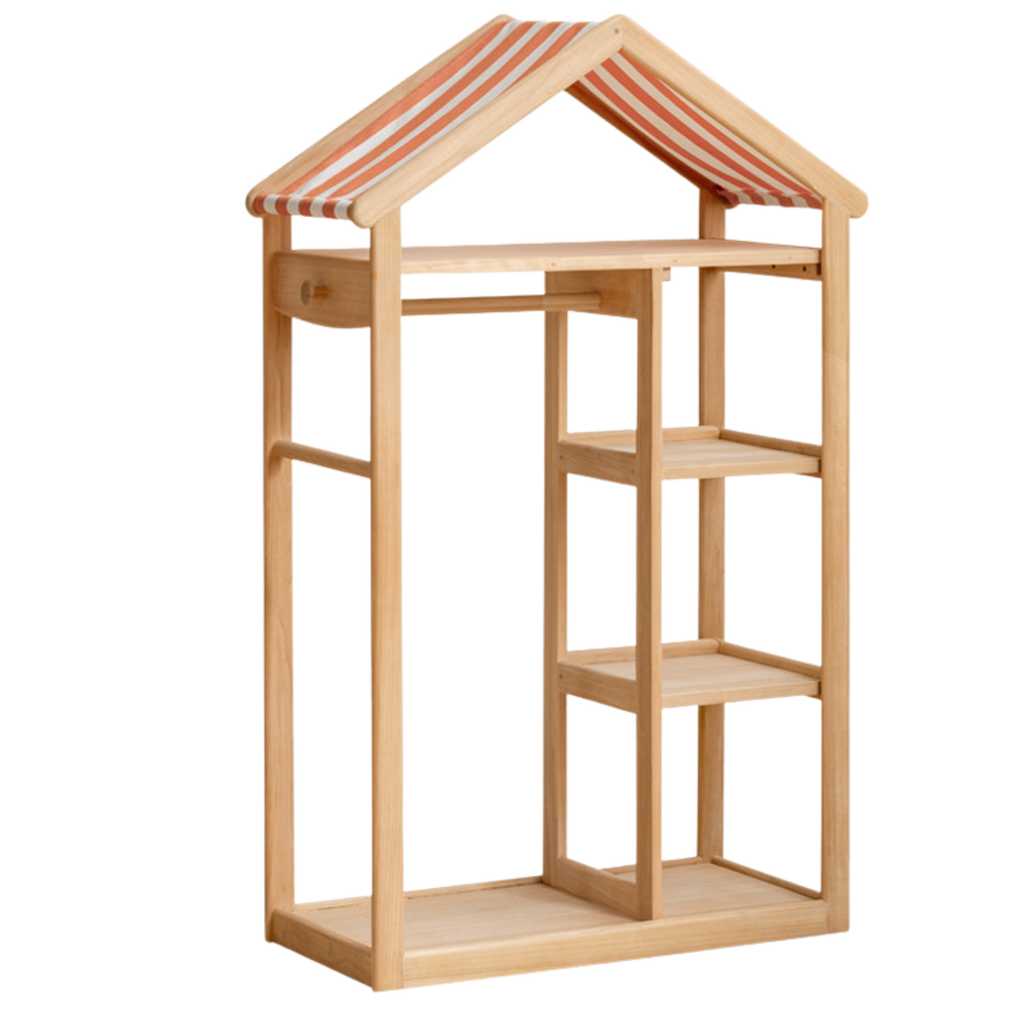 Poplar Solid Wood Children's Toy Storage Cabinet and Wardrobe With Hangers