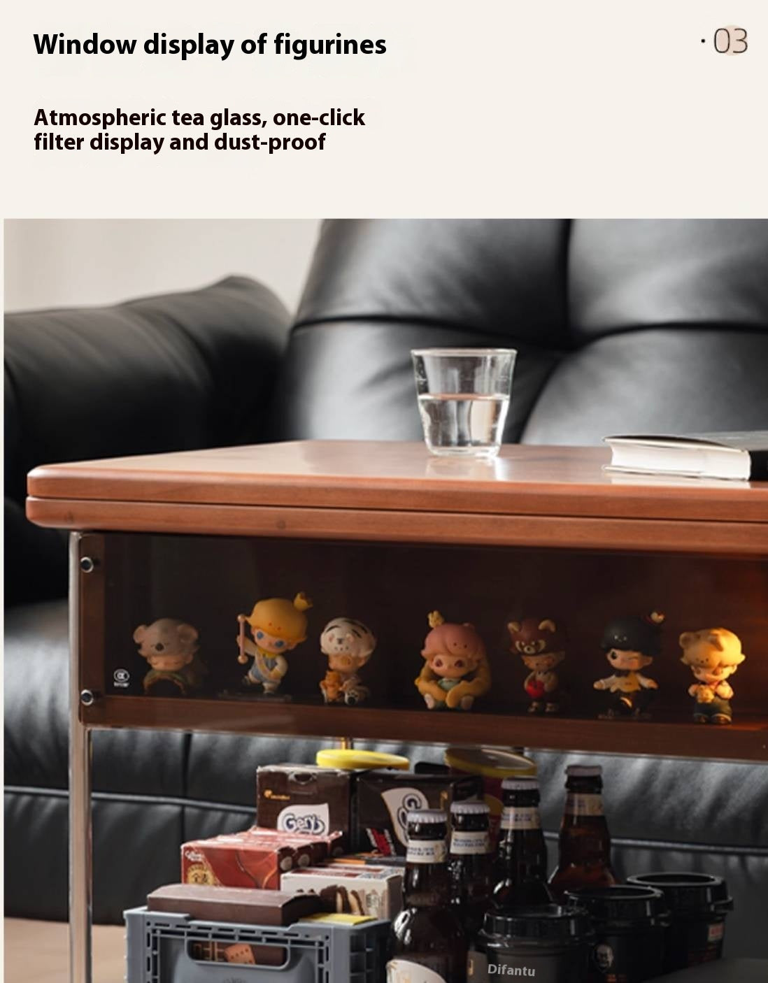 Poplar Solid Wood Middle Ancient Style Mobile Tea Table