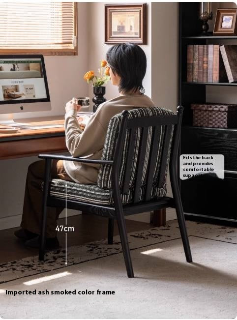 Poplar Solid Wood French Retro Black Backrest Soft Armchair