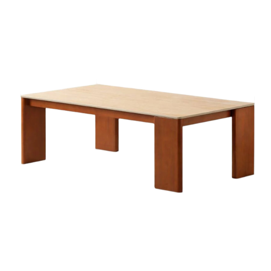 Poplar Solid Wood Medieval Style Rock Plate Coffee Table