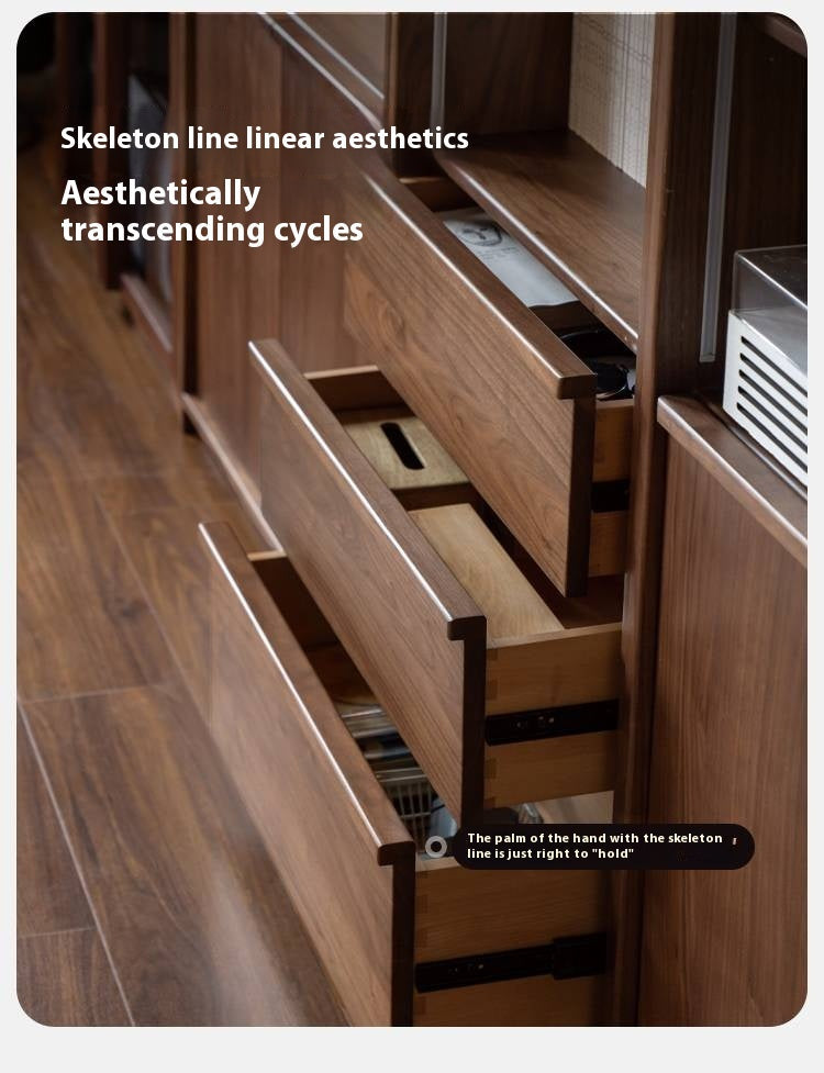 Black Walnut Solid Wood Light Luxury Bookcase and Storage