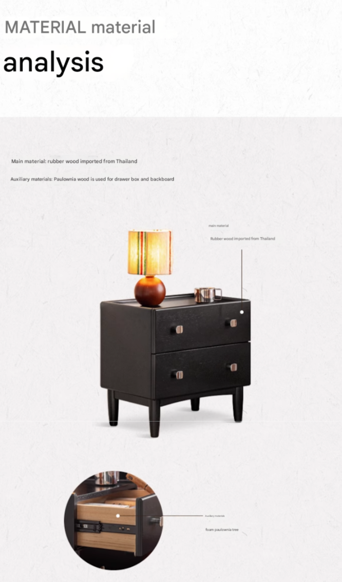 Rubber Solid Wood Classic Nightstand.