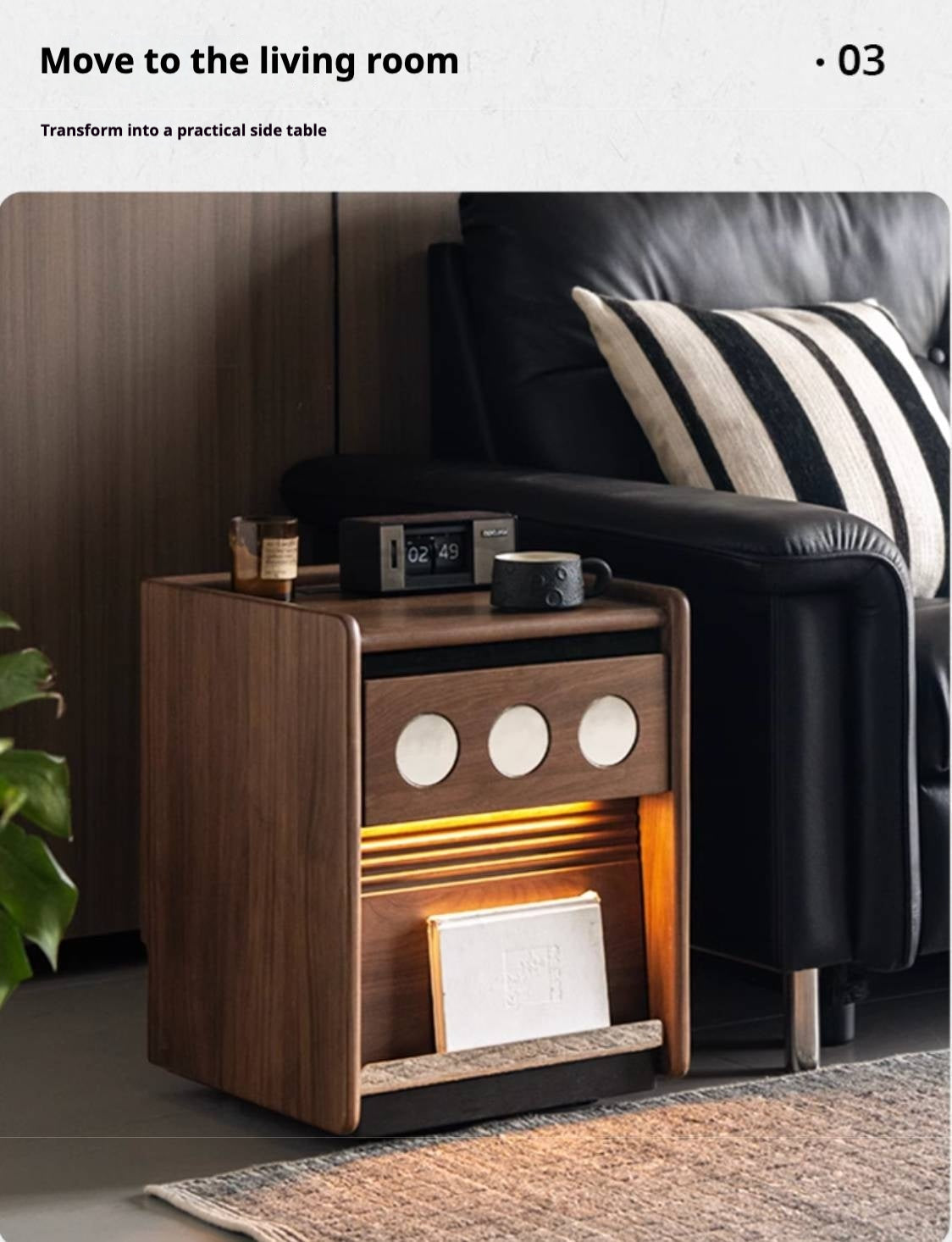 Black Walnut, Cherry, Ash, Poplar Solid Wood Nightstand