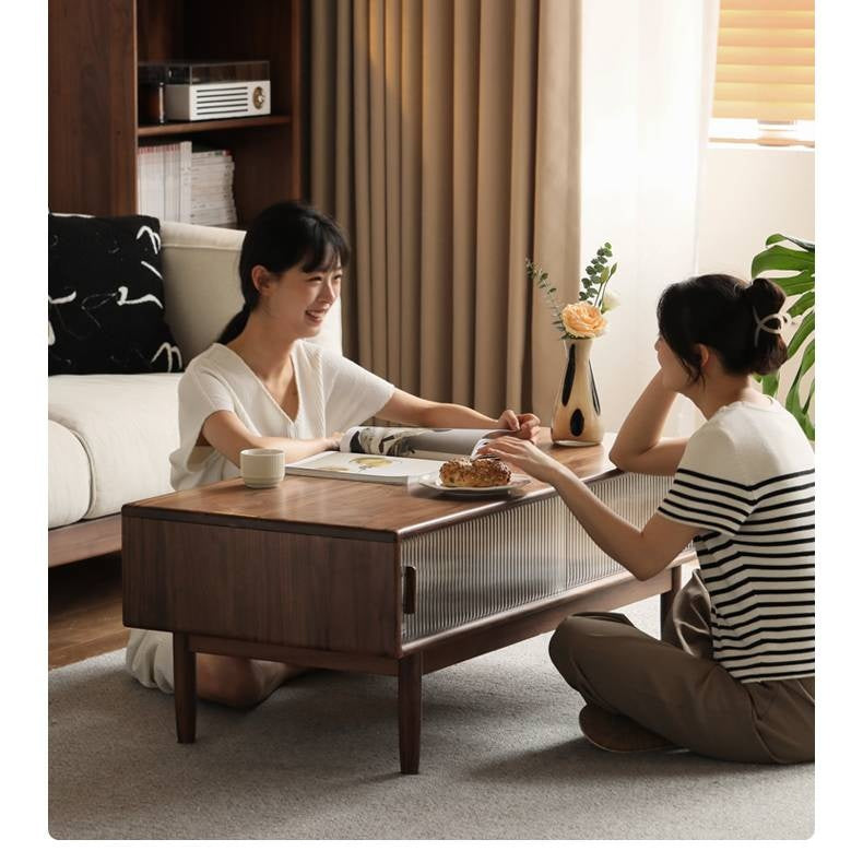 Oak, Solid Rubberwood, Black Walnut Solid Wood Modern Style Tea Table
