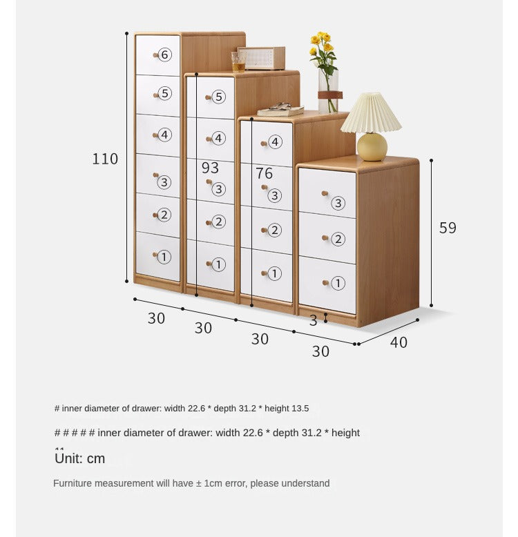 Oak Solid Wood Side Cabinet, Multi-Functional Storage-USA
