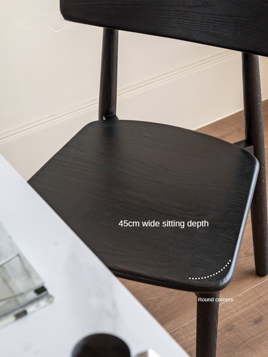 4 Pcs Oak Solid Wood Black Chair