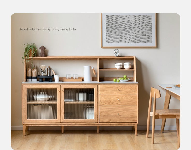 Oak Solid Wood Rock Board Modern Sideboard