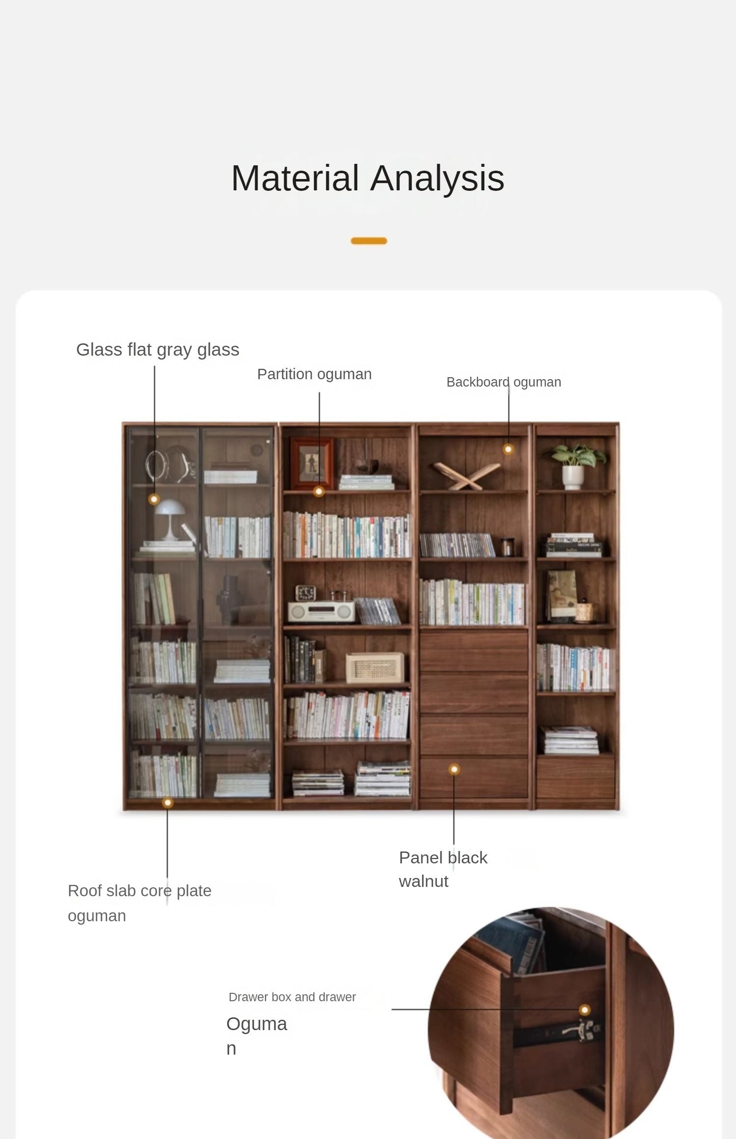 Black Walnut Solid Wood Bookshelf -USA