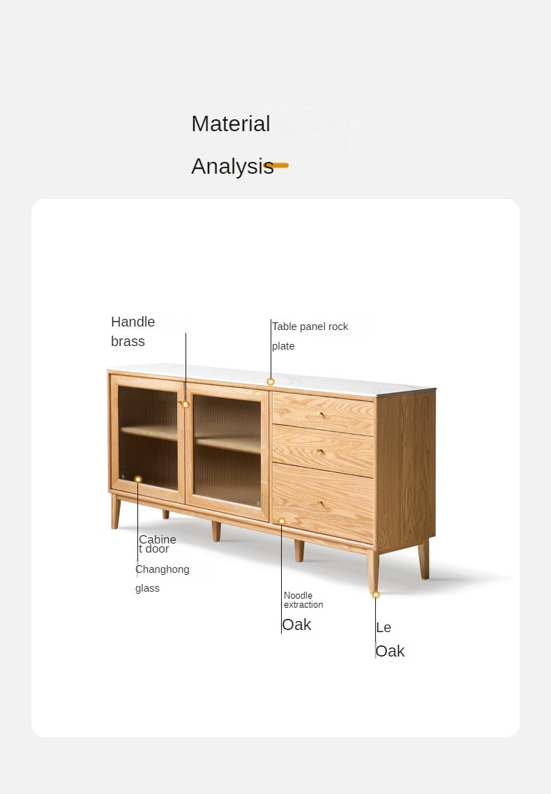 Oak Solid Wood Rock Board Modern Sideboard