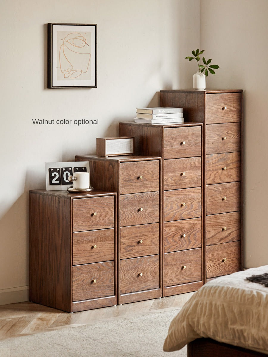 Oak Solid Wood Side Cabinet, Multi-Functional Storage-USA