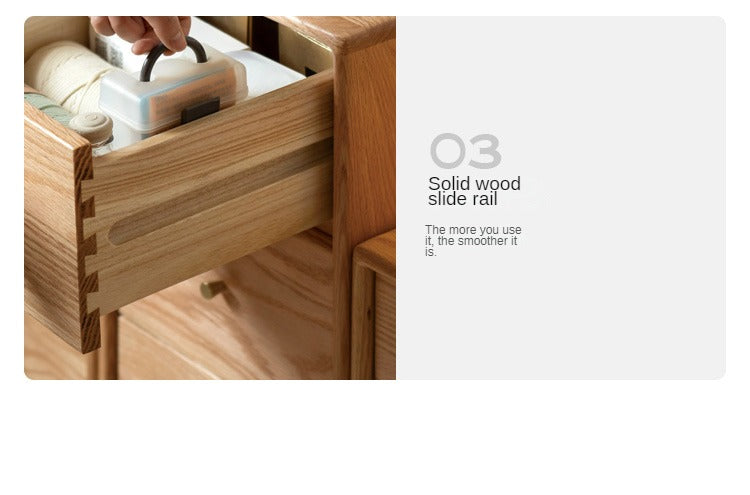 Oak Solid Wood Side Cabinet, Multi-Functional Storage-USA