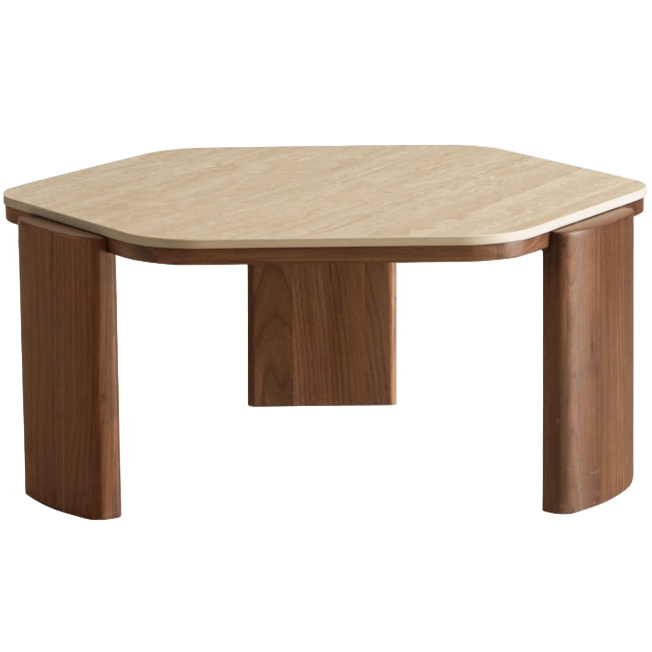 Sandalwood, Black Walnut Solid Wood Rock Plate Coffee Table