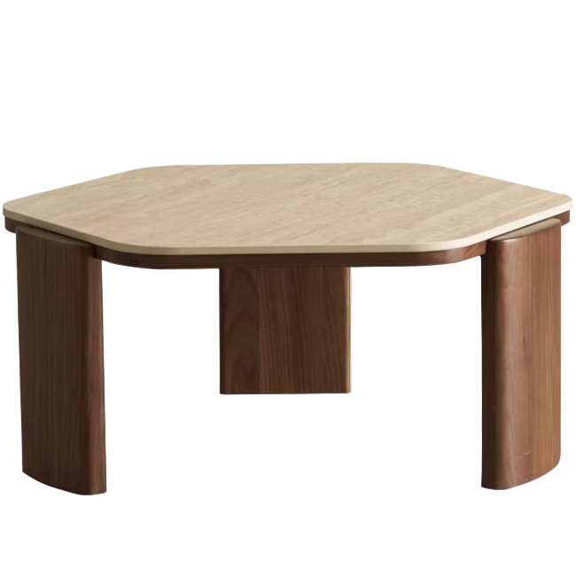 Sandalwood, Black Walnut Solid Wood Rock Plate Coffee Table