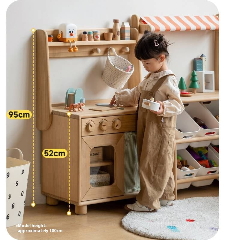 Poplar Solid Wood Montessori Kids Kitchen Cabinet