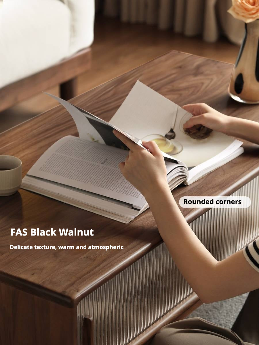 Oak, Solid Rubberwood, Black Walnut Solid Wood Modern Style Tea Table