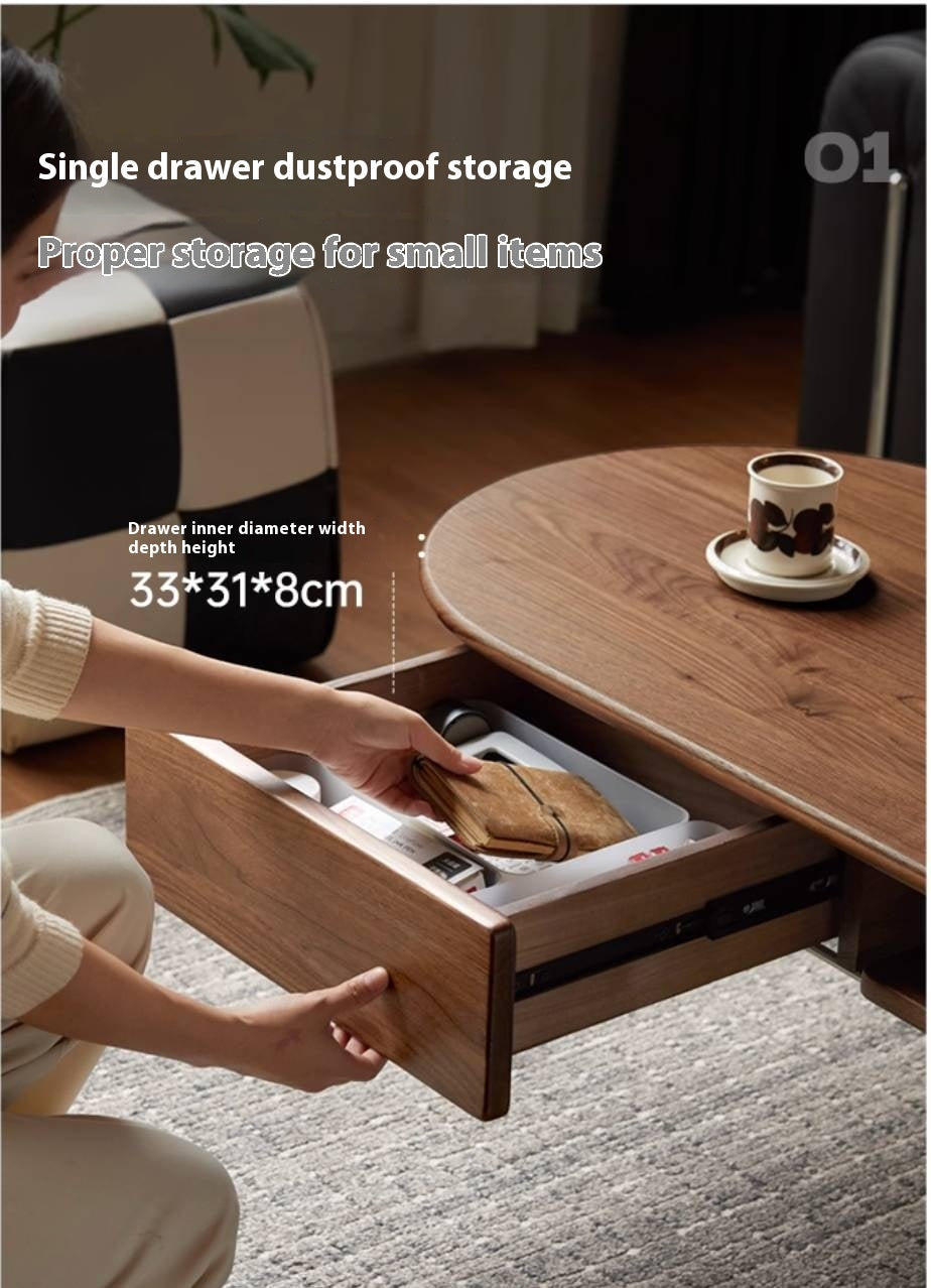 Black Walnut Solid Wood Italian Light Luxury Style Coffee Table