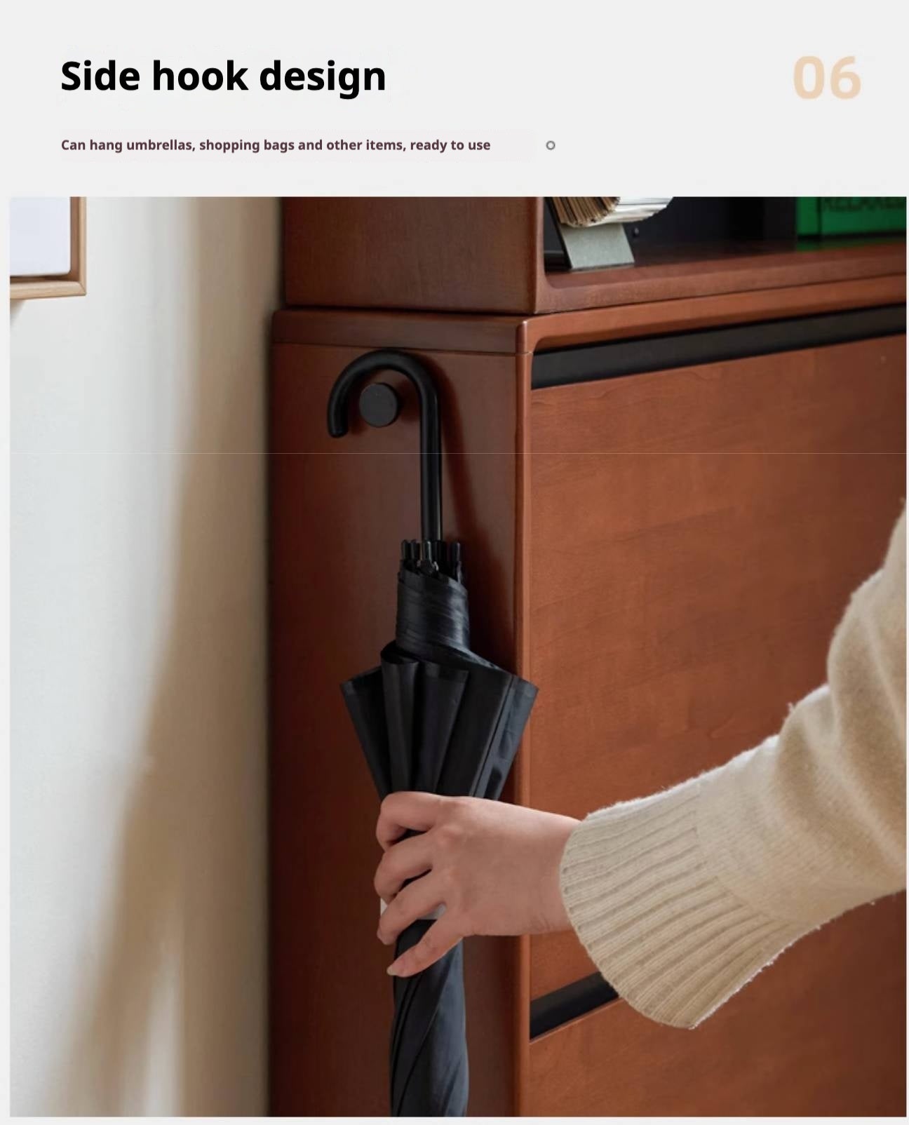 Poplar Solid Wood Middle-Age Ultra-Thin Shoe Cabinet